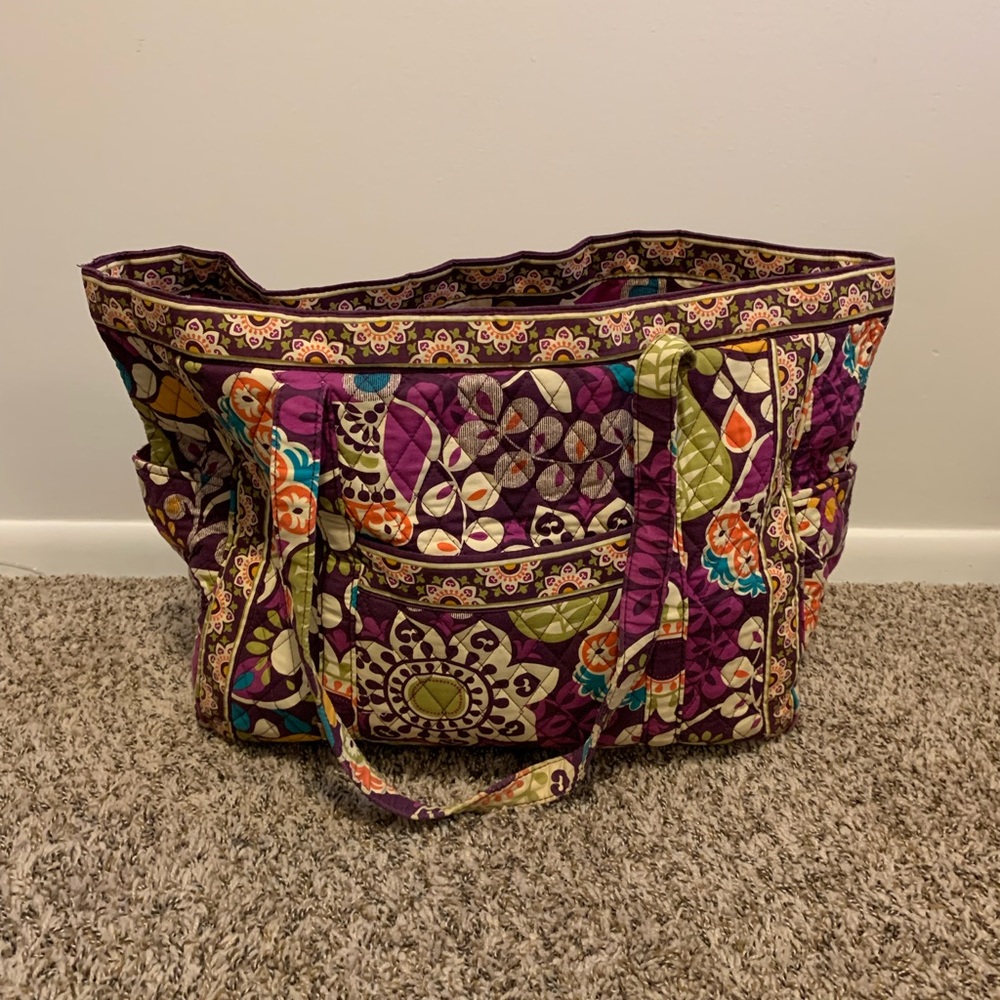 Vera Bradley "Plum Crazy" Grand Tote with Zipper Close Retired Collection